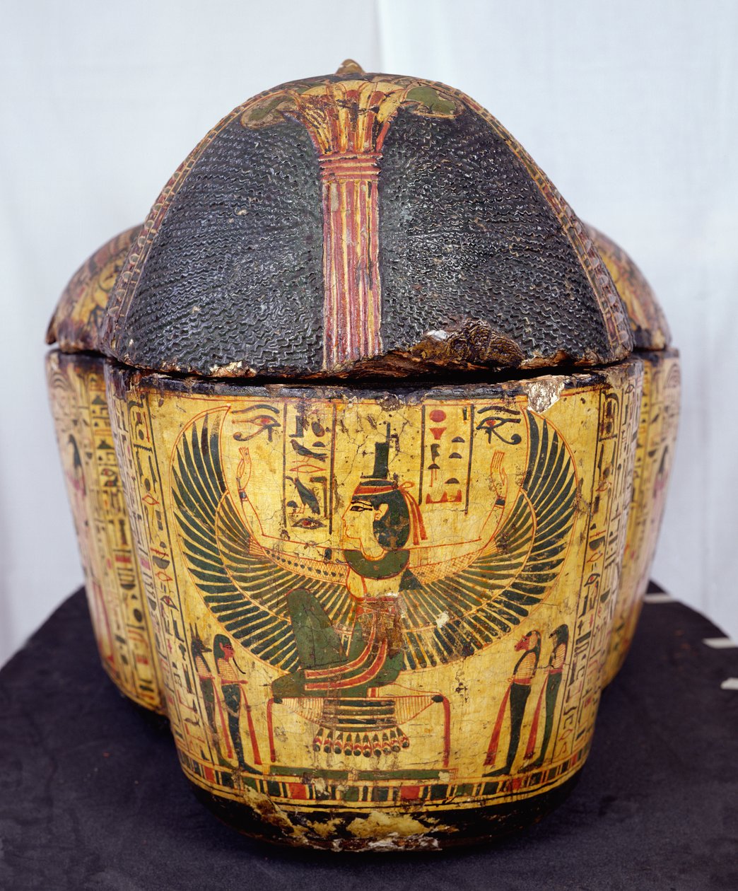 Parte superior do caixão da múmia de Nesyamun, possivelmente encontrada em Deir El-Bahri, New Kingdom, c.1100 BC (madeira pintada) de Egyptian 20th Dynasty