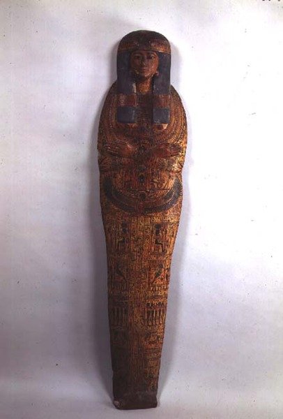 Caso de sarcófago do cantor Tentamon, Terceiro Período Intermediário (madeira policromada) de Egyptian 21st Dynasty