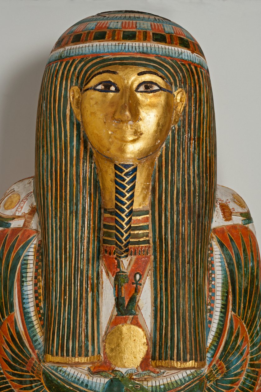 Equipamento funerário. Caixão do sacerdote chefe de Karnak, Nekht-ef-Mut, 924-889 a.C. (madeira pintada) de Egyptian 22nd Dynasty