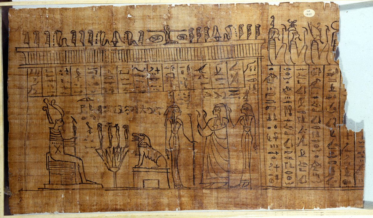 O Livro dos Mortos: hieróglifo egípcio sobre um papiro da 22ª dinastia. Século IX AC. Turim, Museu Egípcio. de Egyptian 22nd Dynasty