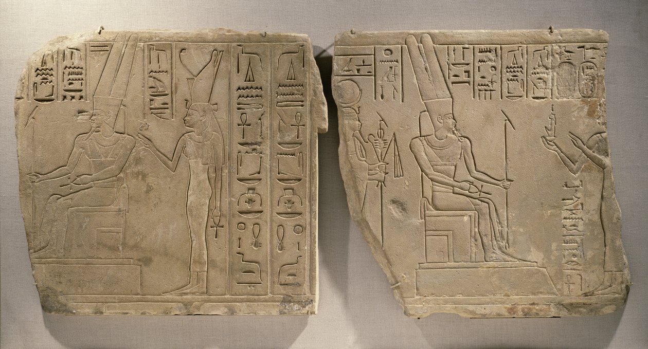 Amun-Re e Mut, de Karnak, Tebas, período final (arenito) de Egyptian 25th Dynasty