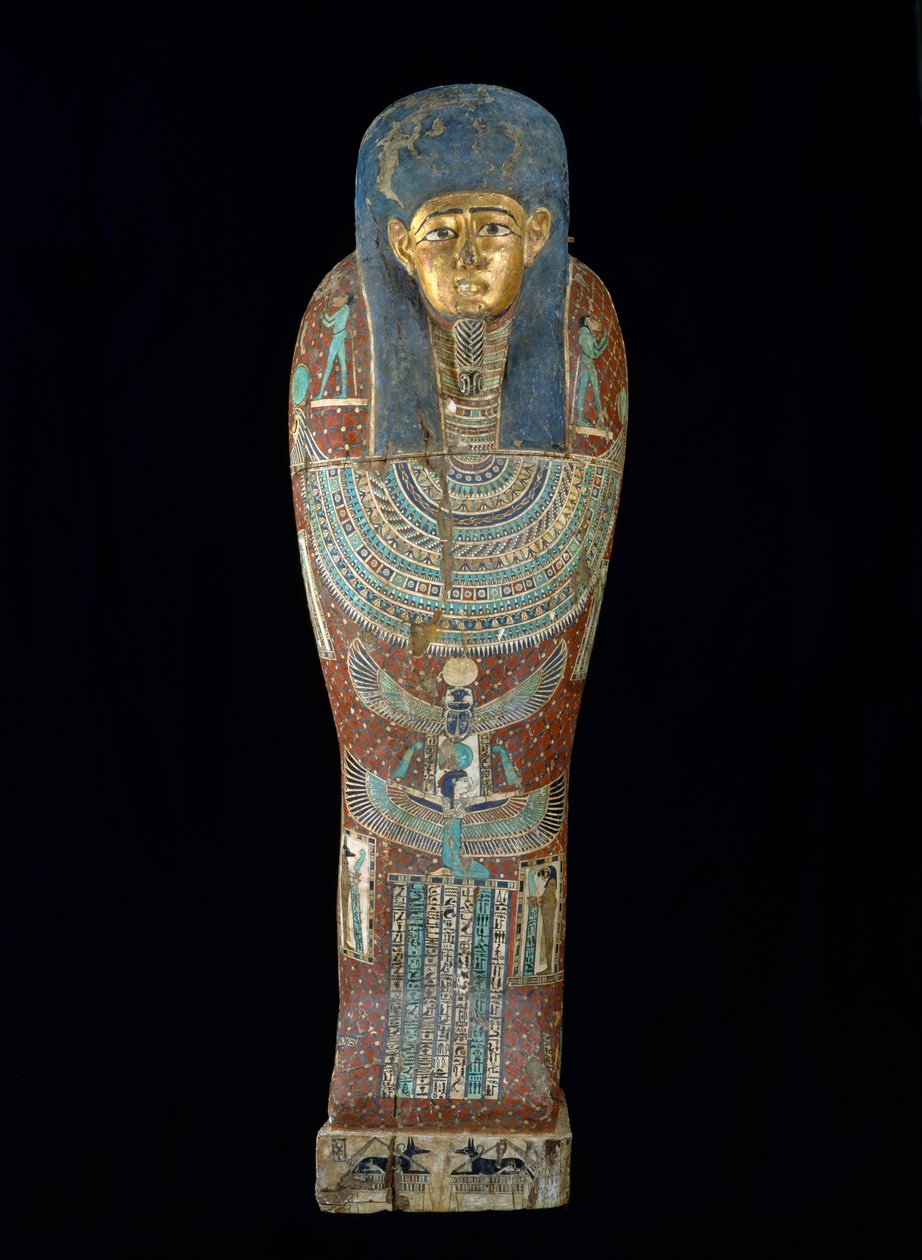 Caixão de Pedi-Osiris, Período Ptolemaico (305-30 aC) (madeira policromada e dourada) de Egyptian 26th Dynasty