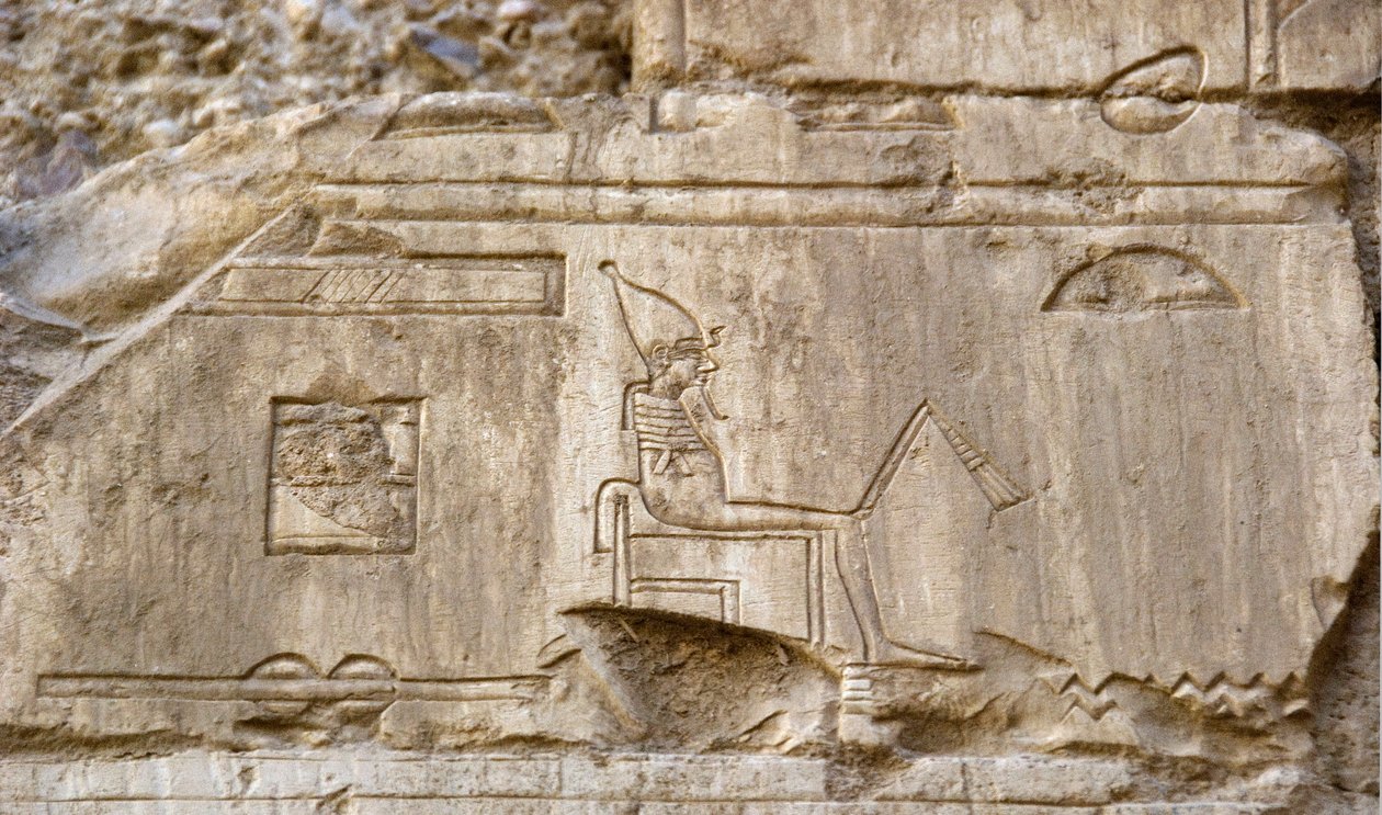 Antiquidade egípcia: alívio representando a divindade Osíris. Túmulo de Ankh-Hor (Ankh Hor) (TT414) (26ª Dinastia, 672-525 a.C.), Luxor (Tebas), Egito de Egyptian 26th Dynasty