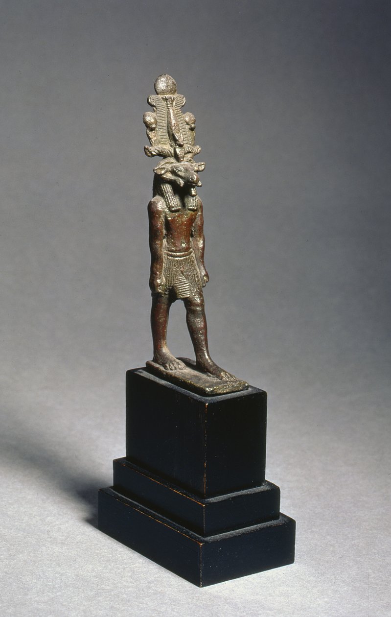 Figura de Harsaphes, uma divindade de cabeça de carneiro, Período tardio, c.600 a.C. (bronze) de Egyptian 26th Dynasty