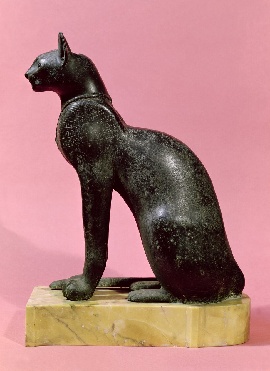 Escultura de um gato, período tardio (bronze) de Egyptian 26th Dynasty