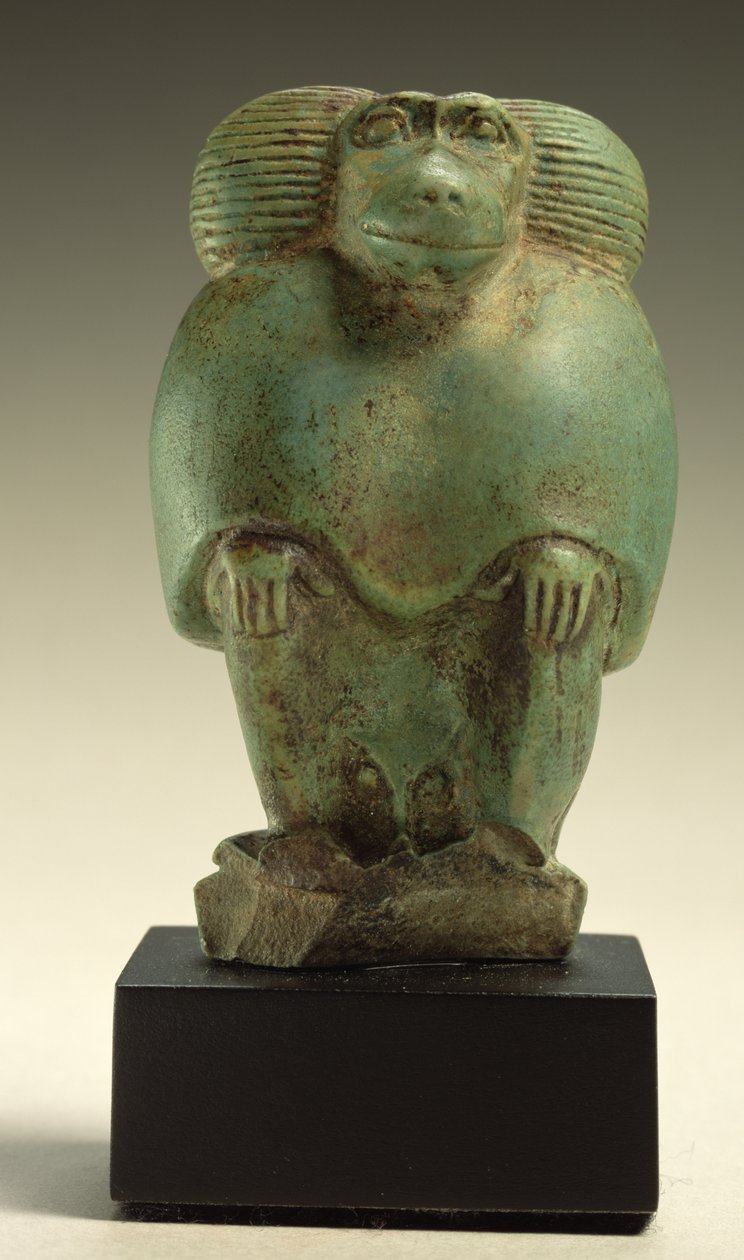 Babuíno sentado, período tardio (faiança) de Egyptian 26th Dynasty