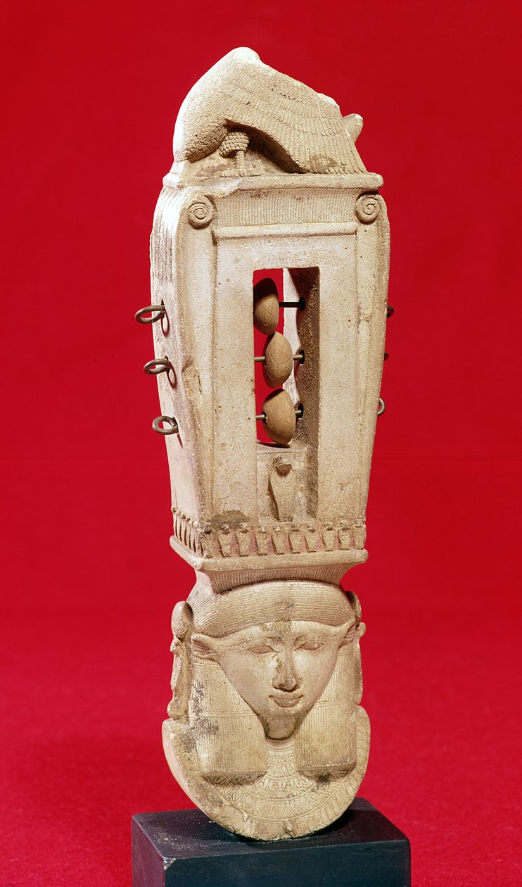 Sistrum, período Saite (calcário) de Egyptian 26th Dynasty