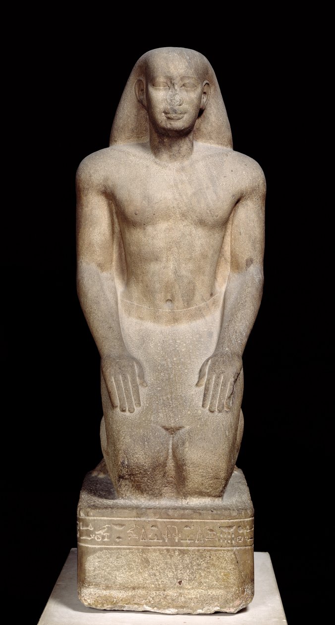 Estátua de Nakhtorheb ajoelhado, período Saite, c.595-589 aC (quartzito) (ver também 105657 e 280065) de Egyptian 26th Dynasty