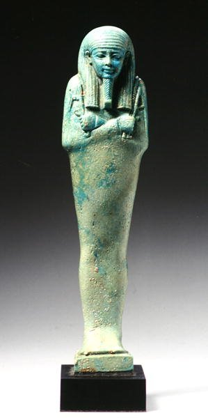 Figura Ushabti para Nakht-Hor-em-heb-mes-em-khereden, Late Dynastic Period, c.600 BC (faience) (ver também 241440) de Egyptian 26th Dynasty