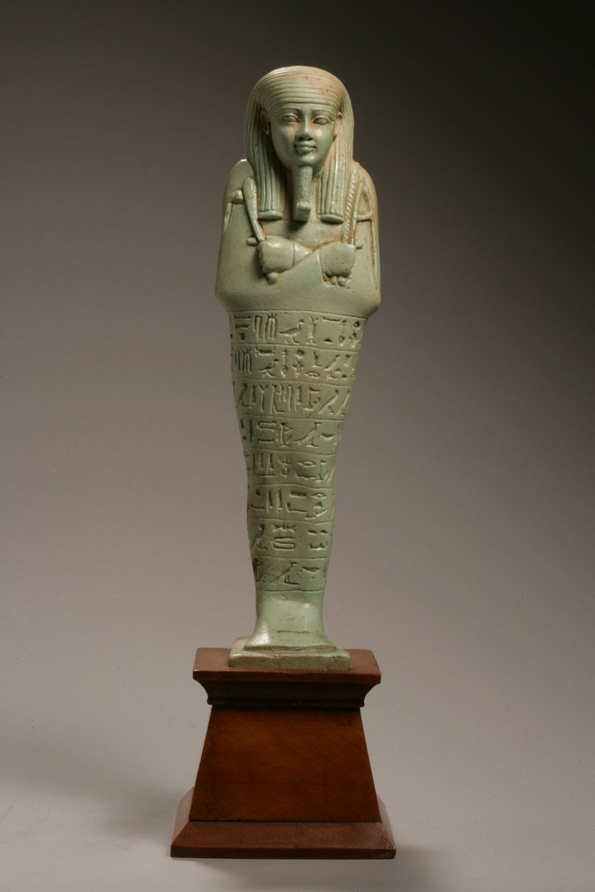 Ushabti figura para Neferibre-si-Neith, período dinástico tardio, reinado de Amasis, 570-526 aC (faiança) de Egyptian 26th Dynasty