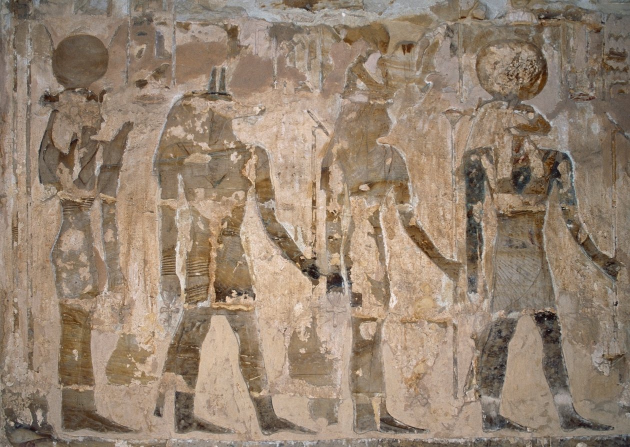 Quadros de parede, Templo de Ain El Meftla, Bahariya Oasis, Giza, Egipto, 26ª Dinastia (663-525 AC) de Egyptian 26th Dynasty