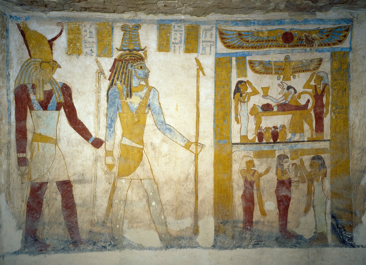 Pinturas murais do Túmulo de Pa Nentwy, Bahariya Oasis, Giza, Egipto Civilização Egípcia, 26ª Dinastia, 663-525 AC de Egyptian 26th Dynasty