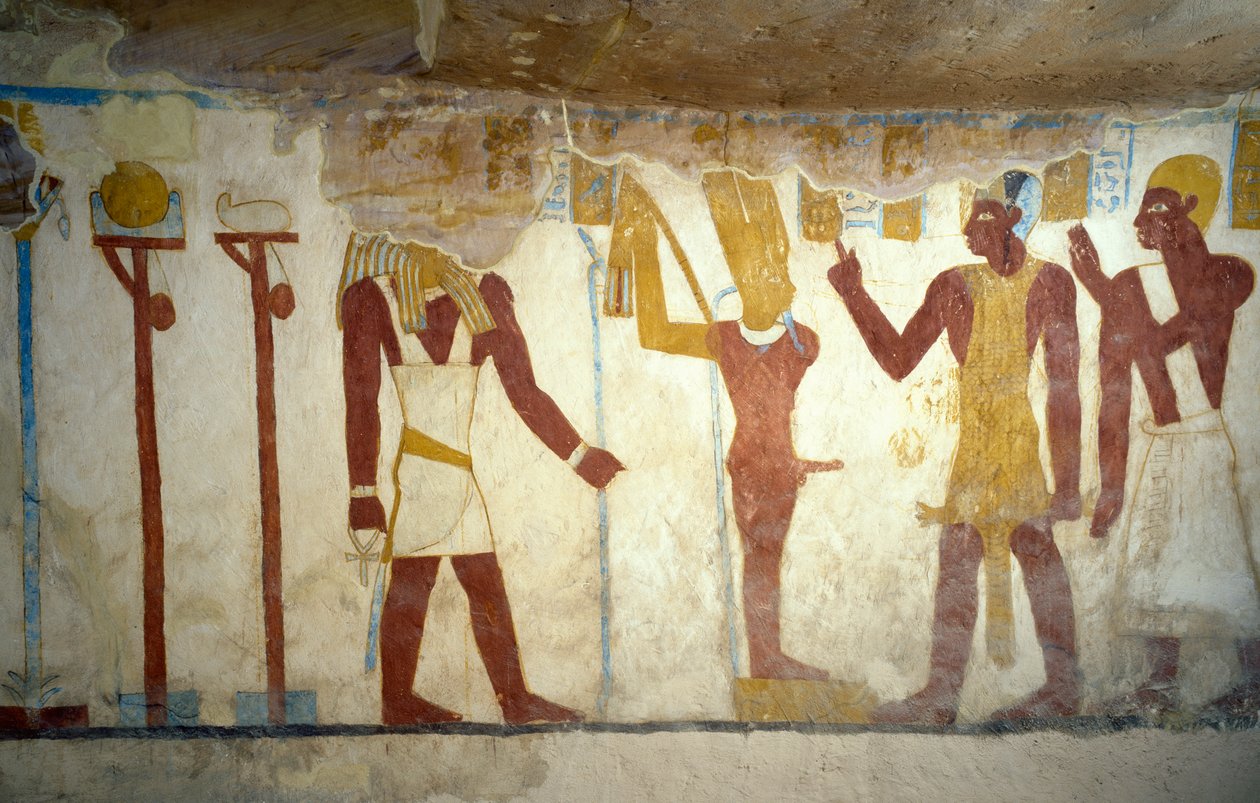 Pinturas murais do Túmulo de Pa Nentwy, Bahariya Oasis, Giza, Egipto Civilização Egípcia, 26ª Dinastia, 663-525 AC de Egyptian 26th Dynasty