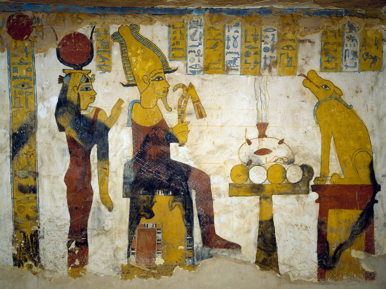 Pinturas murais da câmara funerária de Pa Nentwy, Bahariya Oasis, Gizé, Egito. Civilização Egípcia, 26ª Dinastia, 663-525 AC. de Egyptian 26th Dynasty
