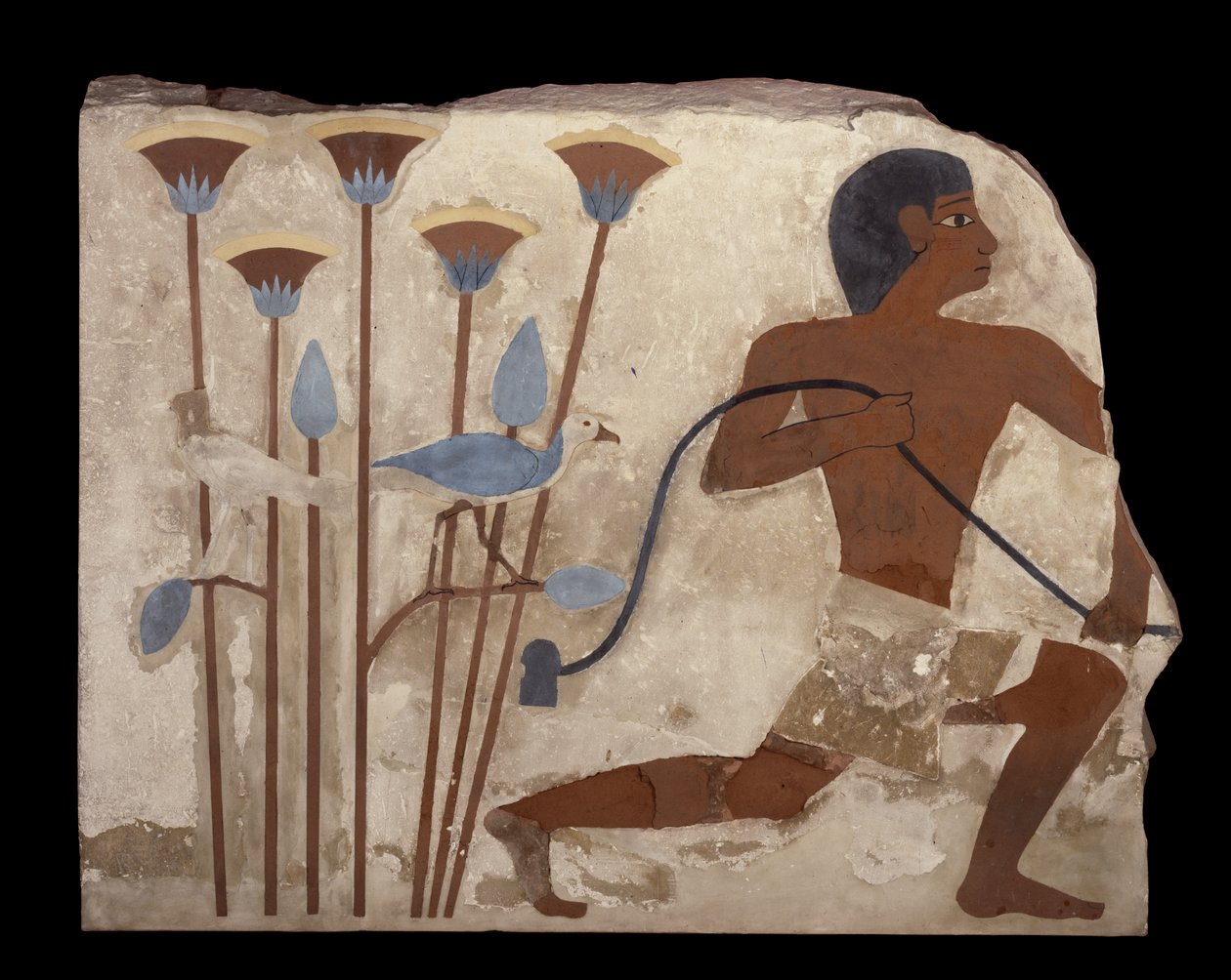 Bird Snaring, alívio do túmulo de Nefermaat, Old Kingdom, c.2620 aC (relevo de estuque pintado) de Egyptian 4th Dynasty