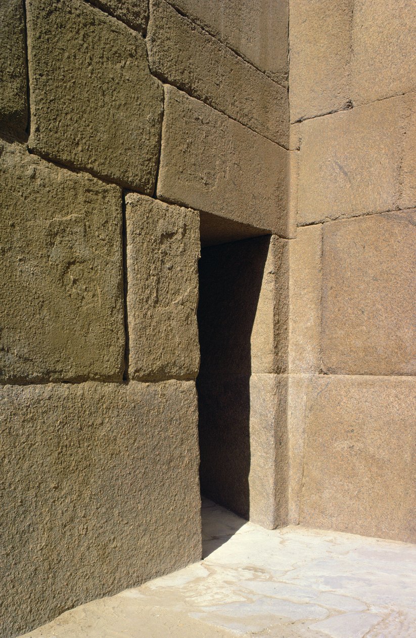 Parede de granito do Vale do Templo de Khafre, Old Kingdom de Egyptian 4th Dynasty