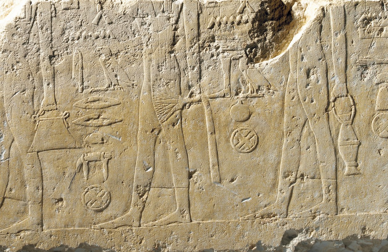 Detalhe do fragmento de relevo de Pehenuka, Reino Antigo de Egyptian 5th Dynasty