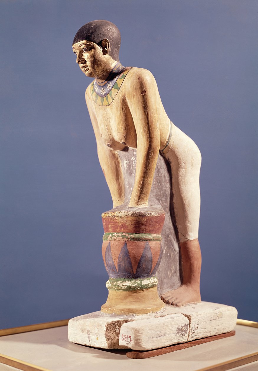 Modelo, de, um, mulher, fazer, cerveja, reino velho, (polychrome, stone) de Egyptian 5th Dynasty