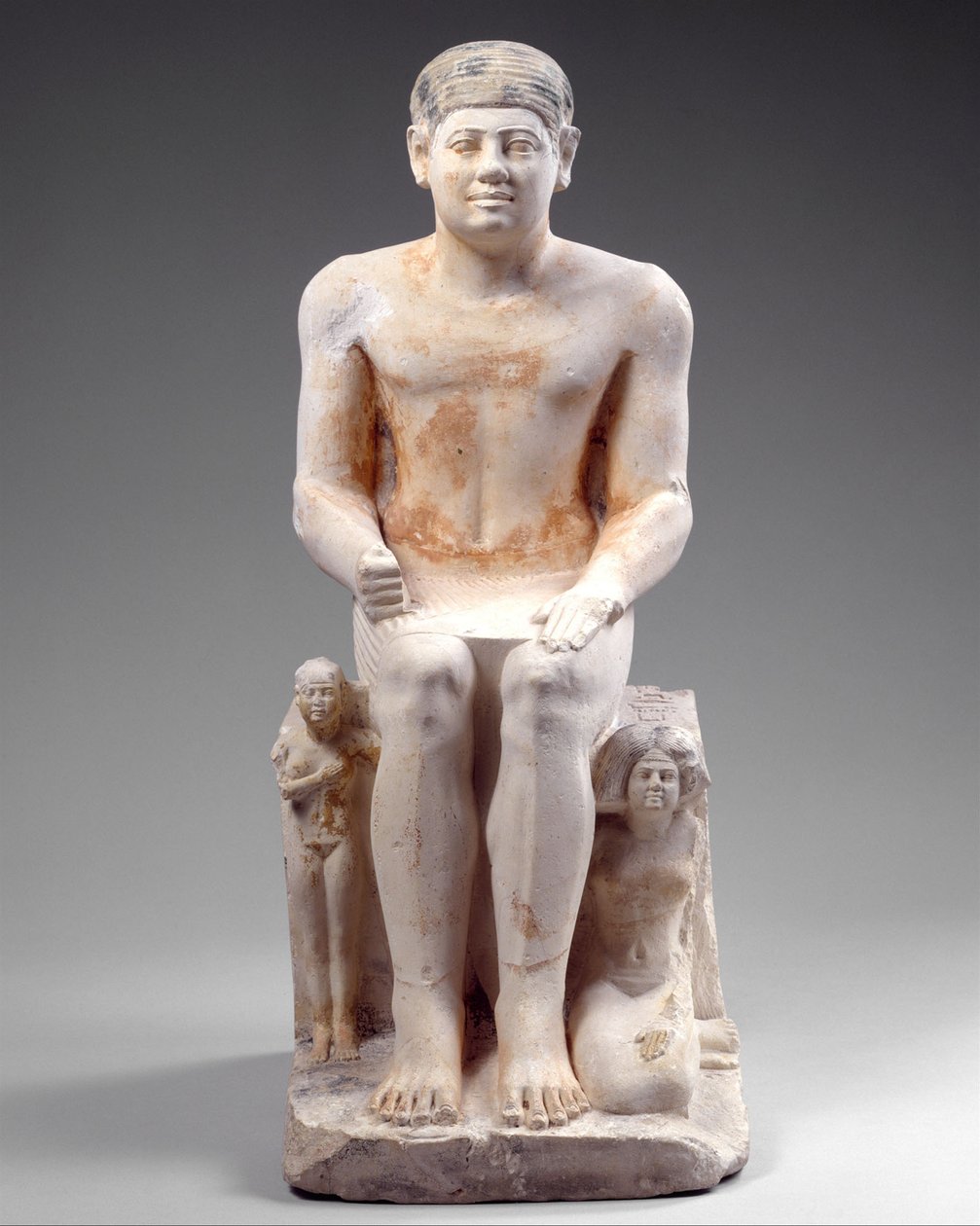 Nikare com sua esposa e filha, c.2420-2389 a.C. (calcário pintado) de Egyptian 5th Dynasty