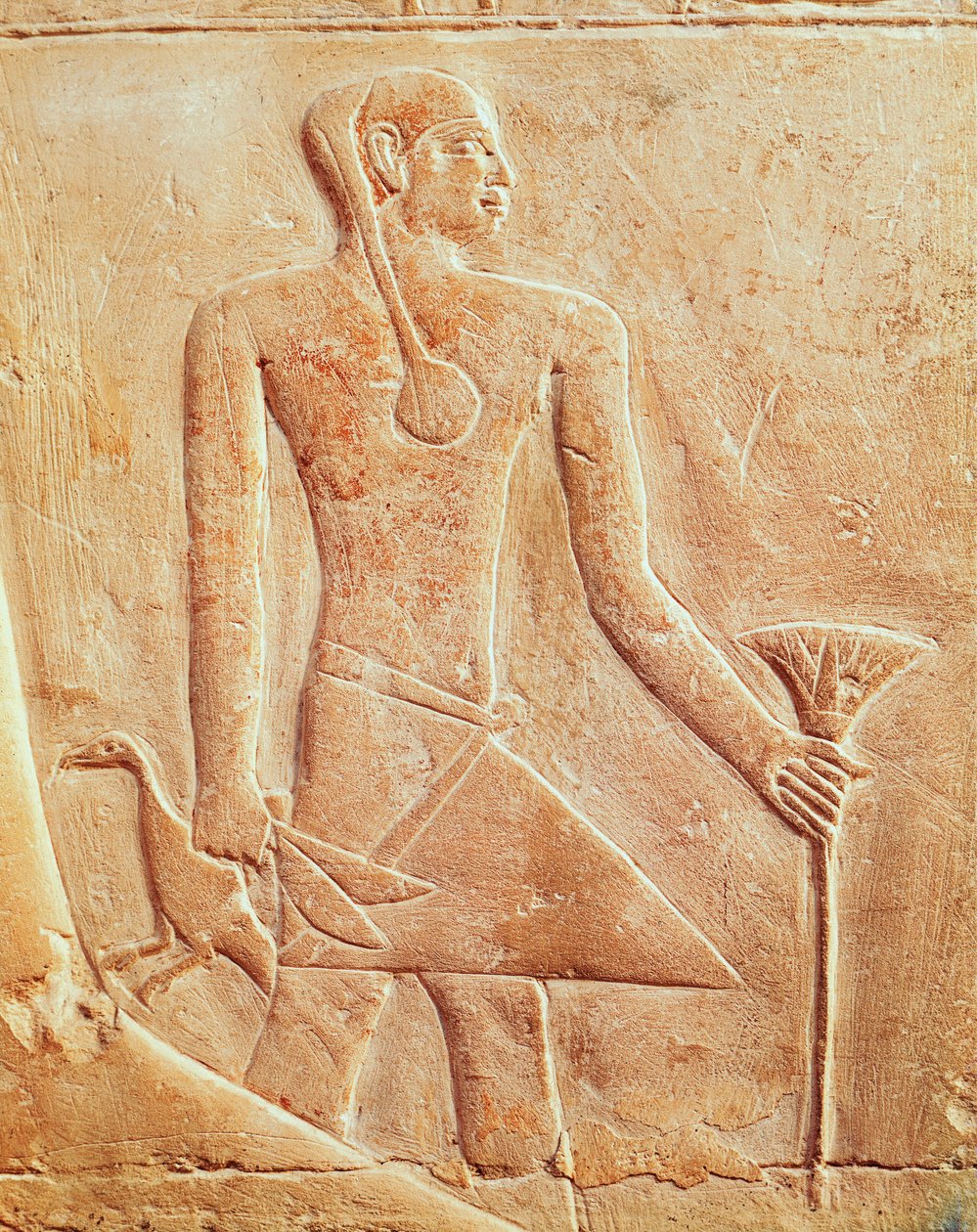 Servo e pássaro, alívio de Egyptian 5th Dynasty