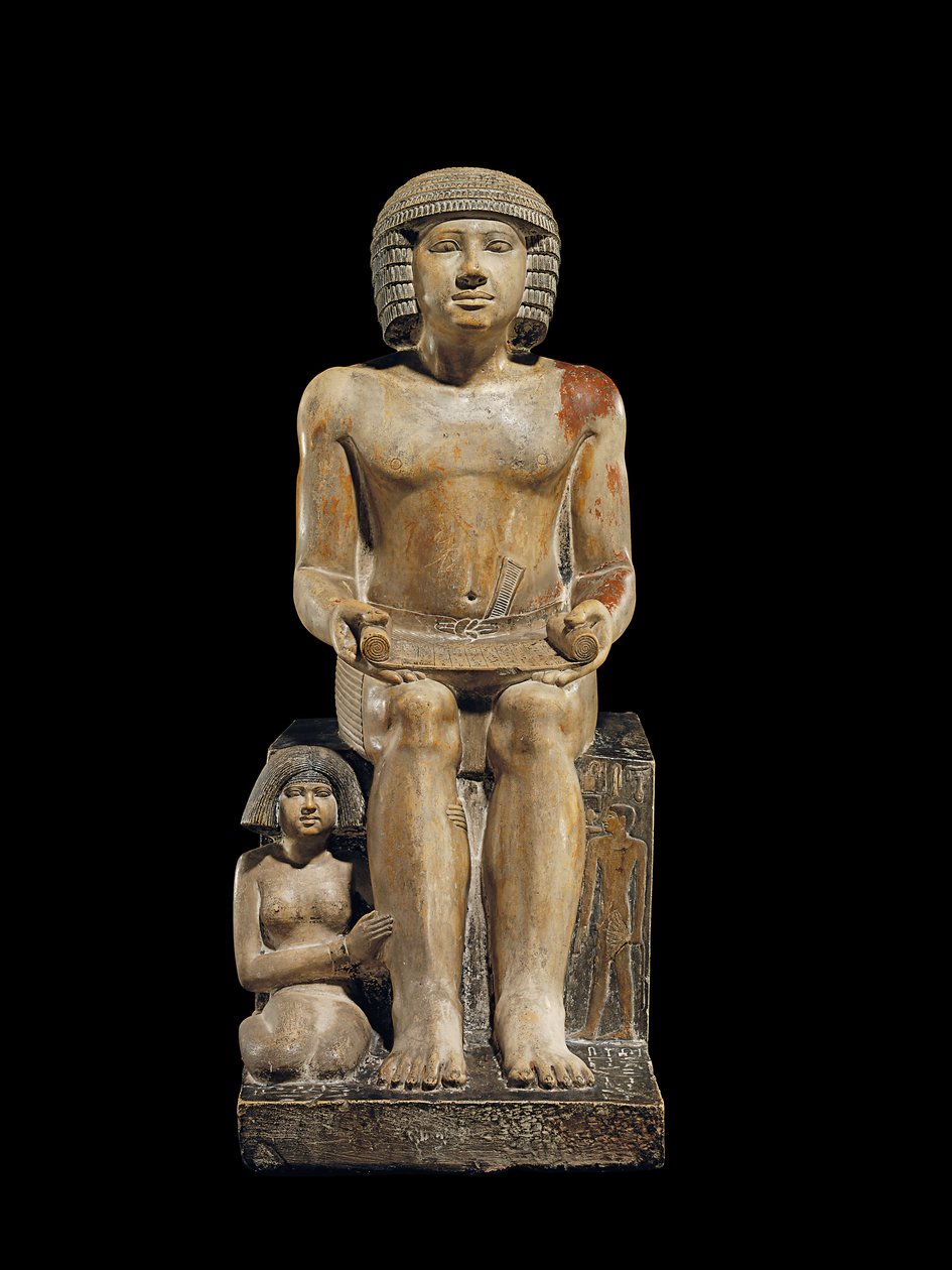 Estátua do Inspetor dos Escribas Sekhemka, c.2400-2300 aC (calcário pintado) de Egyptian 5th Dynasty
