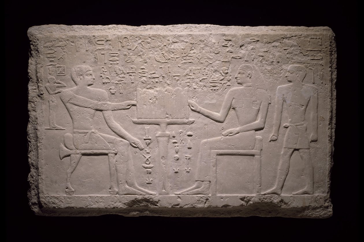 Fragmento de parede da tumba de Thenti, 2524-2400 aC de Egyptian 5th Dynasty