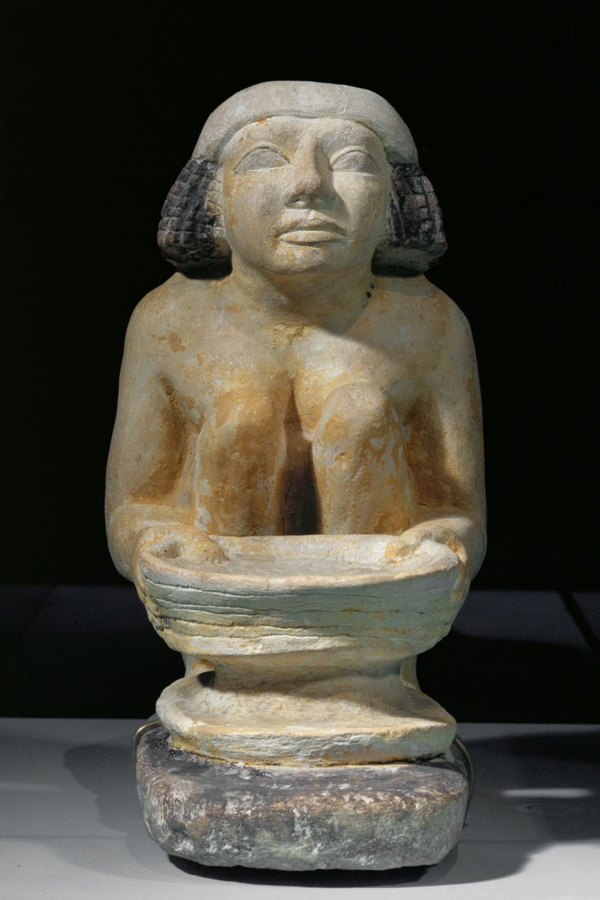 Mulher com peneira. De Gizeh, mastaba de Djacha. Meio (calcário) de Egyptian 5th Dynasty