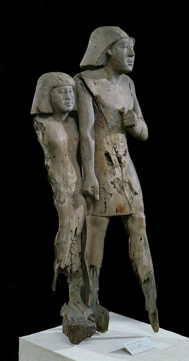 Casal anônimo conhecido como Casal de Memphis, Antigo Reino (madeira de acácia) (ver também 105656) de Egyptian 6th Dynasty