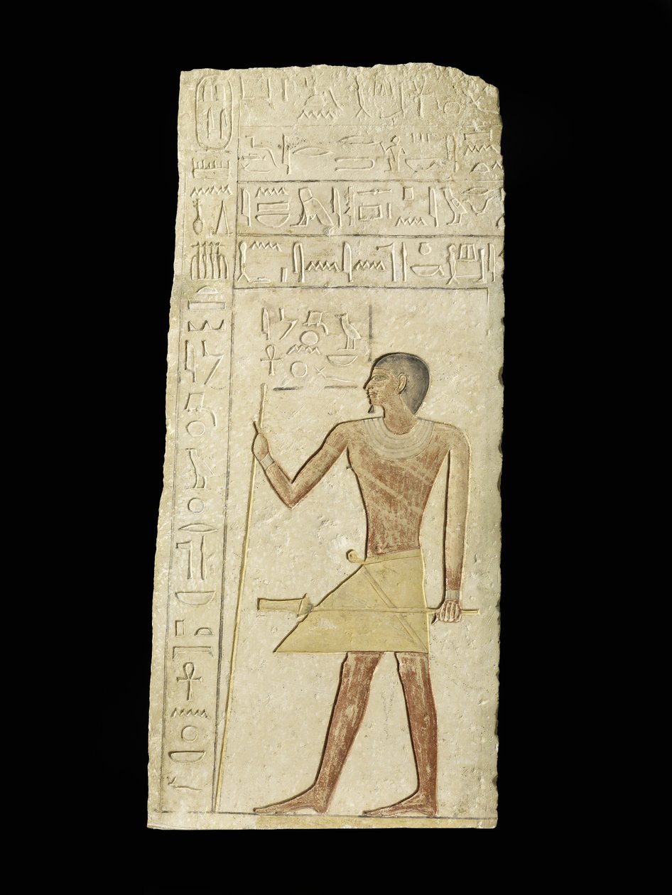 Relevo representando Ankh-neb-ef, 2345-2181 BC (calcário & pigmento) de Egyptian 6th Dynasty