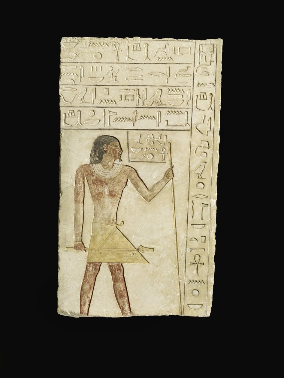 Relevo representando Ankh-neb-ef, 2345-2181 BC (calcário & pigmento) de Egyptian 6th Dynasty