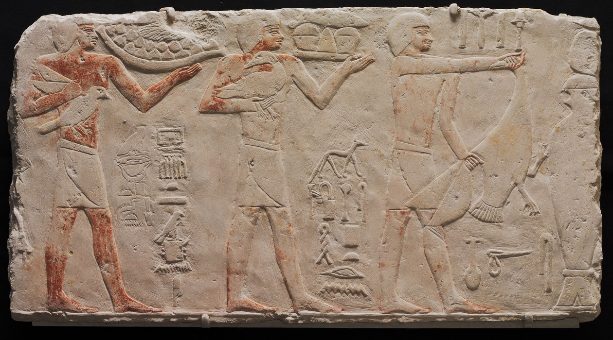Alívio de três portadores de ofertas, de Saqqara, c.2311-2281 aC de Egyptian 6th Dynasty