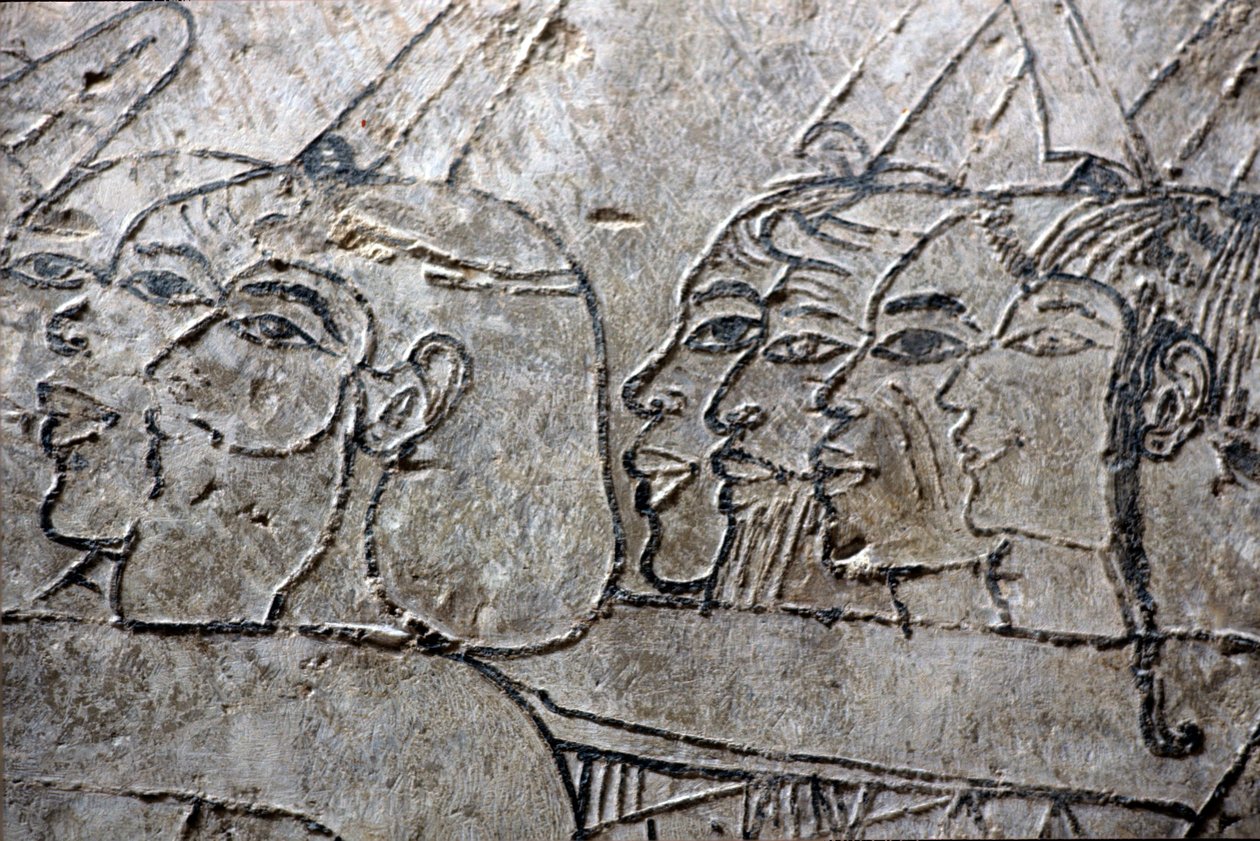 Antigo Egipto, Pintura mural, Cativos asiáticos, Estilo Amarna, Túmulo de Ramose, Vale dos Nobres, Tebas de Egyptian Egyptian
