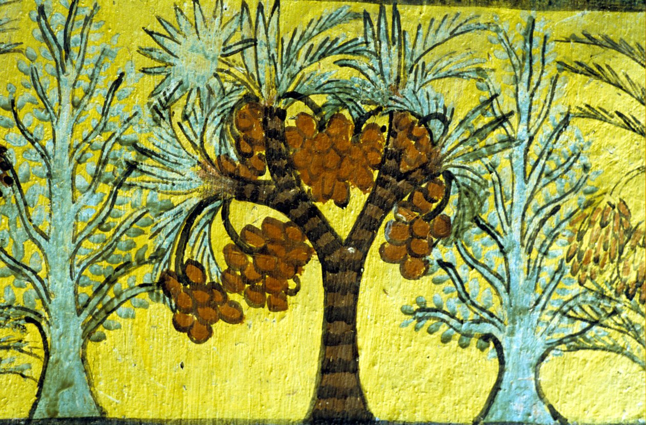 Egipto antigo, Pintura mural, Tâmaras e árvores, Túmulo de Sennedjem, Tebas, Deir el Medina de Egyptian Egyptian