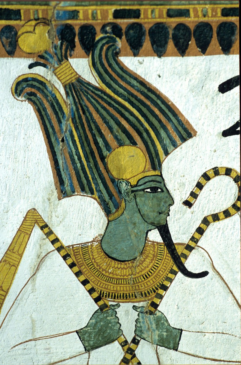 Antigo Egito, Pintura mural, , Osíris, Senhor do Submundo, Túmulo de Sennedjem, Tebas, Deir el Medina de Egyptian Egyptian