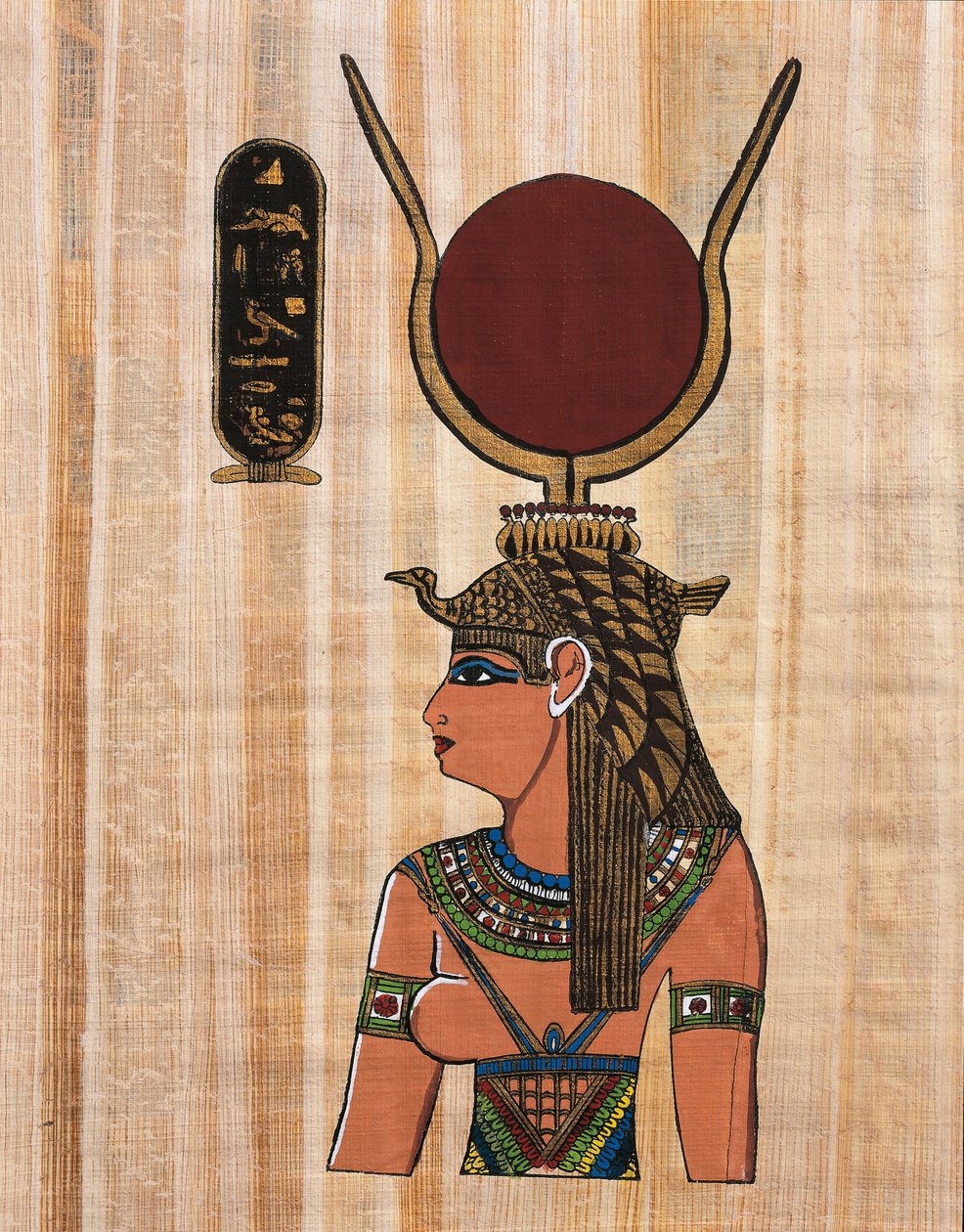 Cleópatra VII, reconstrução de um relevo do templo de Kom Ombo (papiro) de Egyptian Egyptian