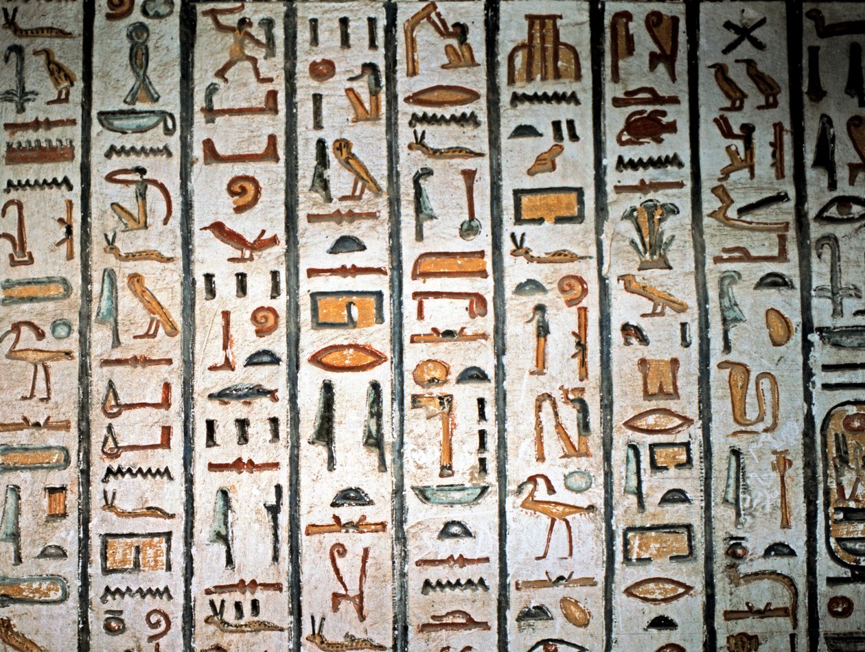 ARTE EGÍPCIA: Hieróglifo. Do túmulo de Sethi I no Vale dos Reis. (fresco) de Egyptian Egyptian