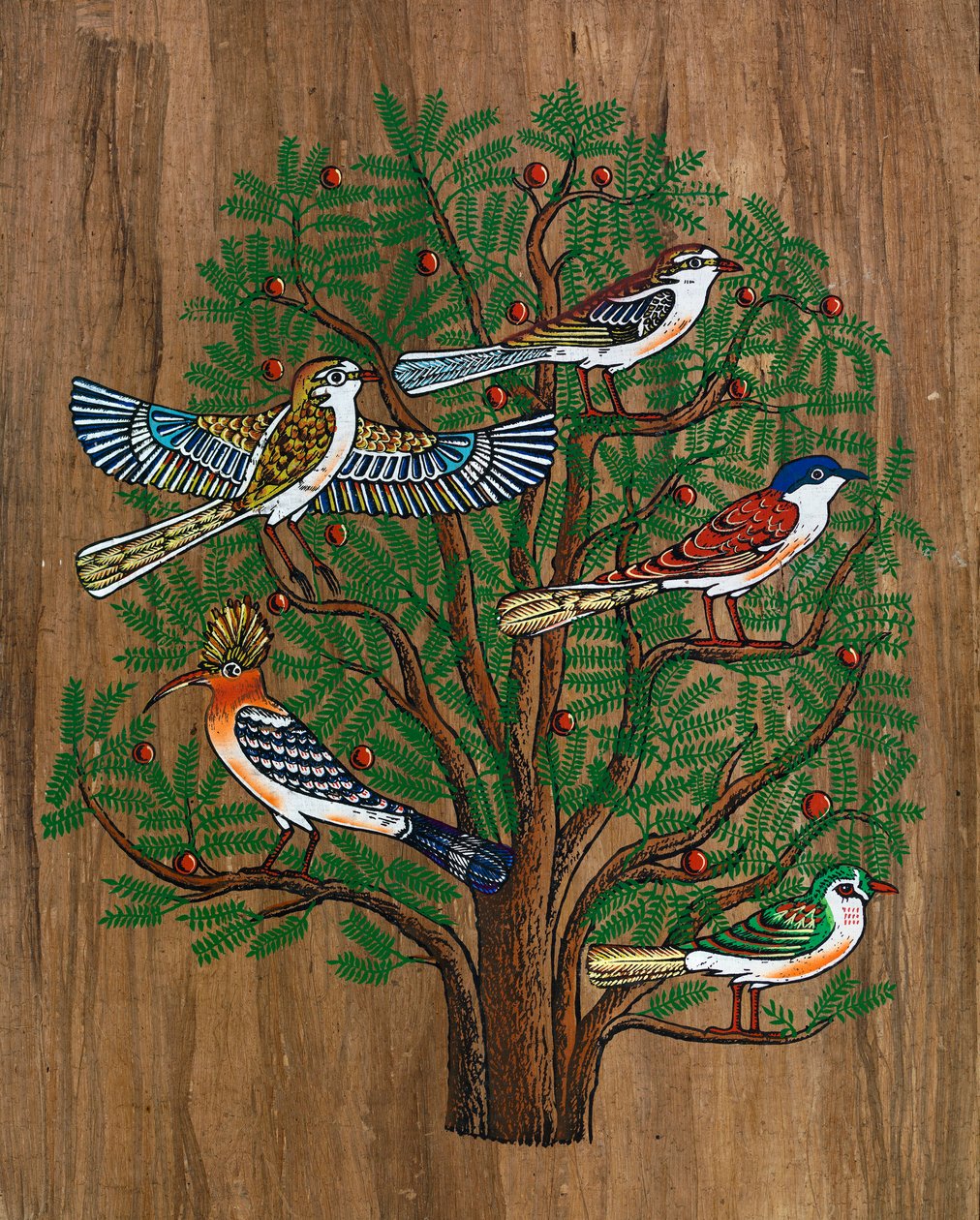 Arte Egípcia, Papiro Egípcio: Pássaros numa Árvore, Coll, Parte de Egyptian Egyptian