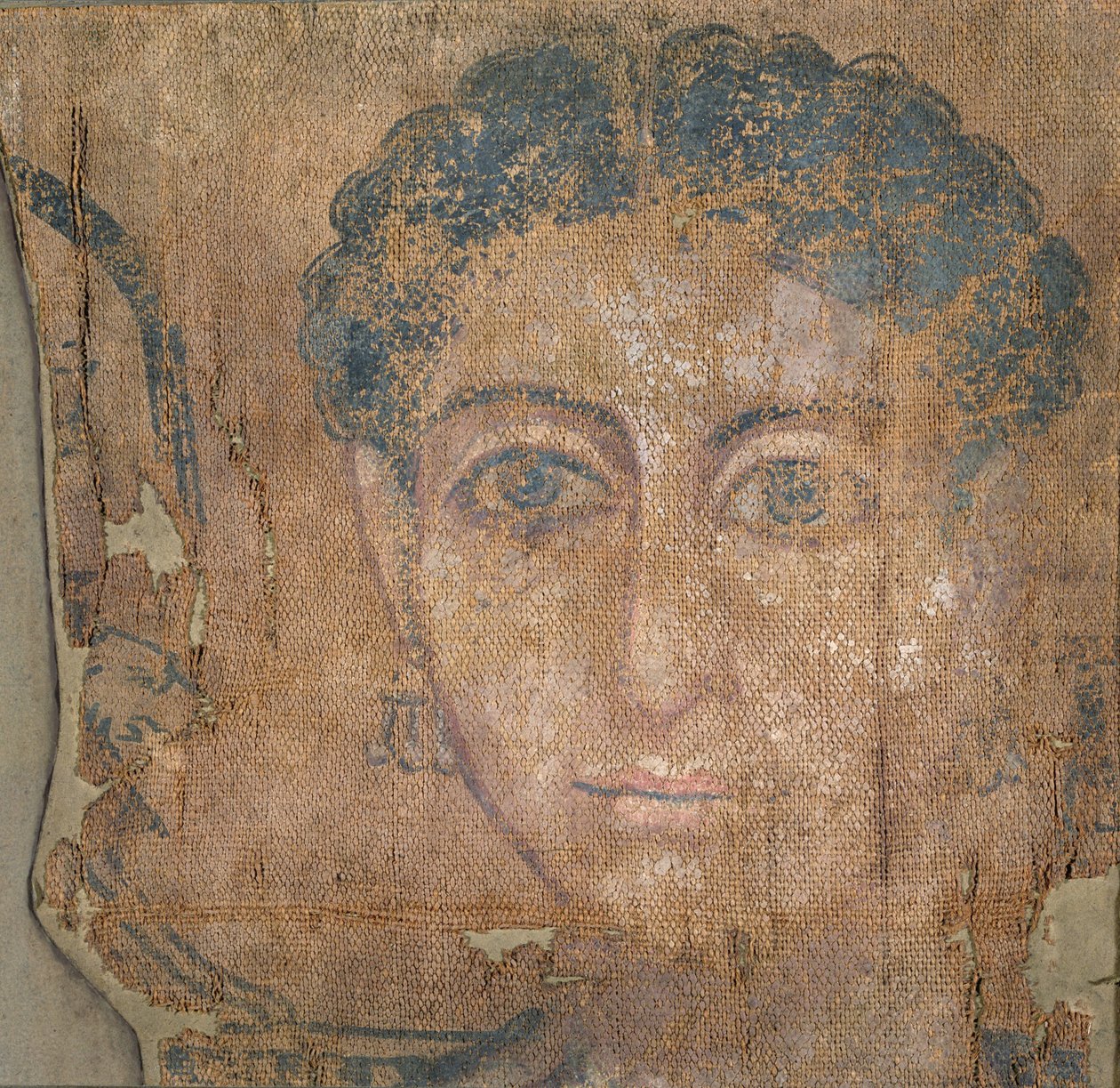 Cabeça de uma jovem mulher, c.100-300 (têmpera sobre linho) de Egyptian Egyptian