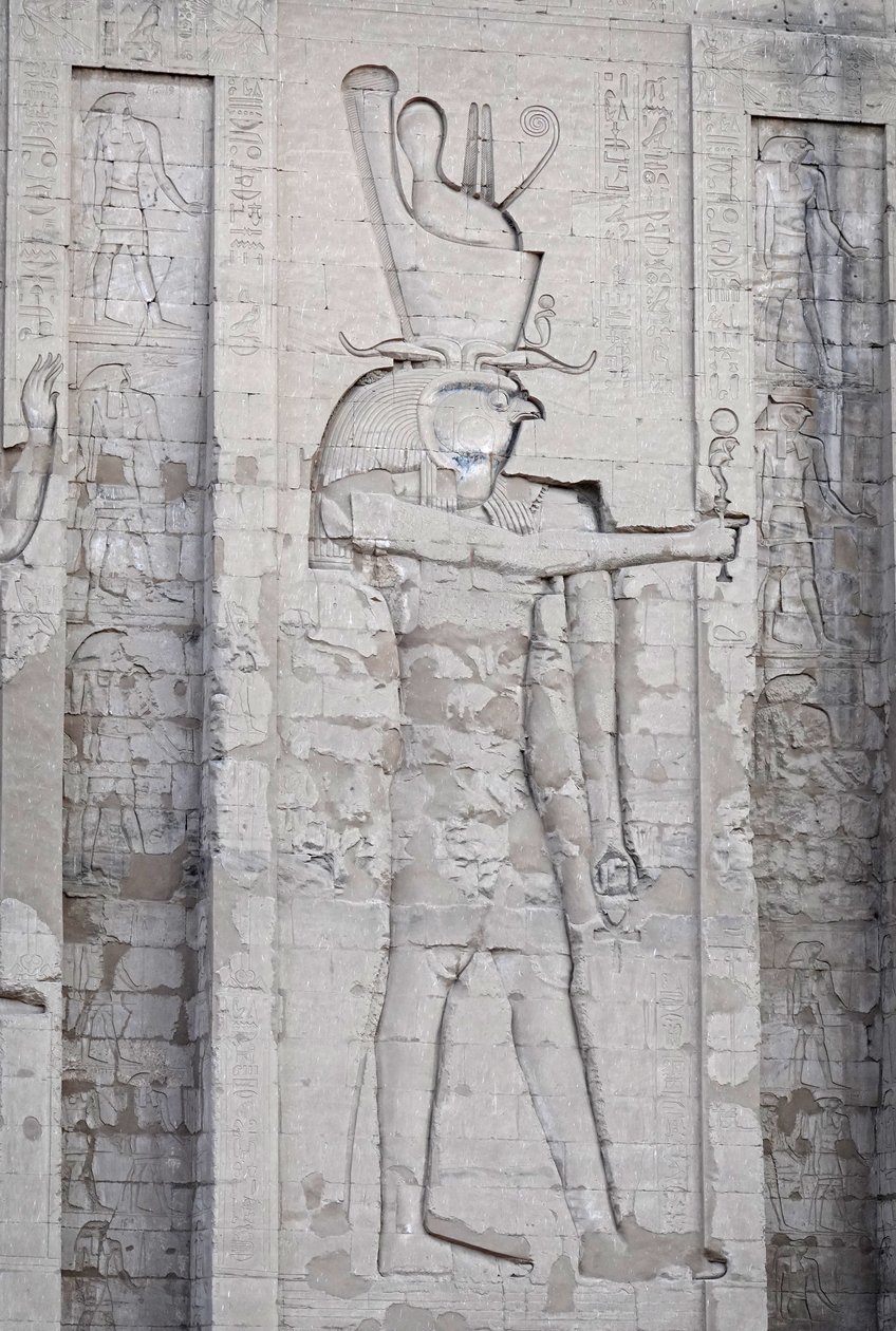 Hórus, toucado de Pschent, templo de Hórus, Edfu de Egyptian Egyptian