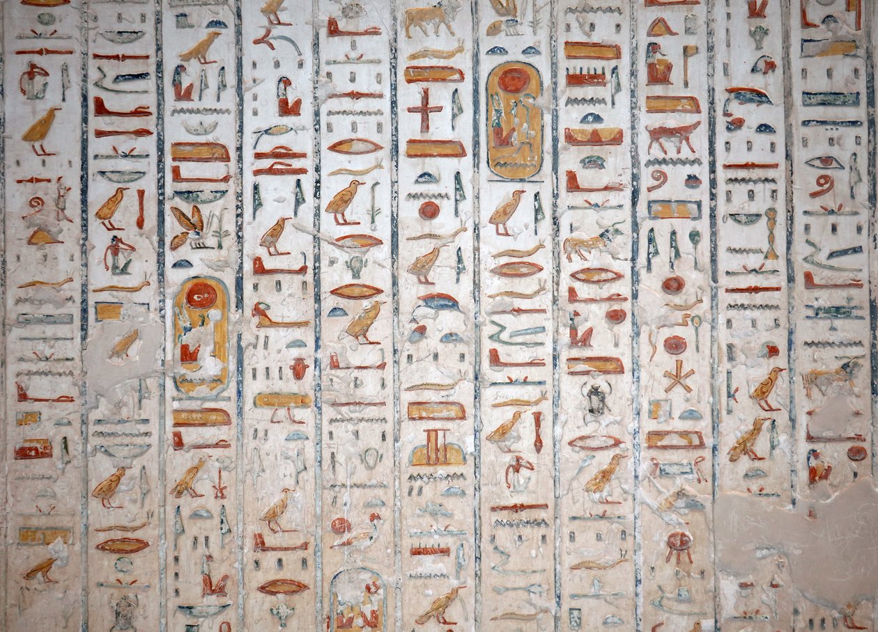 Hieróglifo mural, Vale dos Reis, Luxor de Egyptian Egyptian