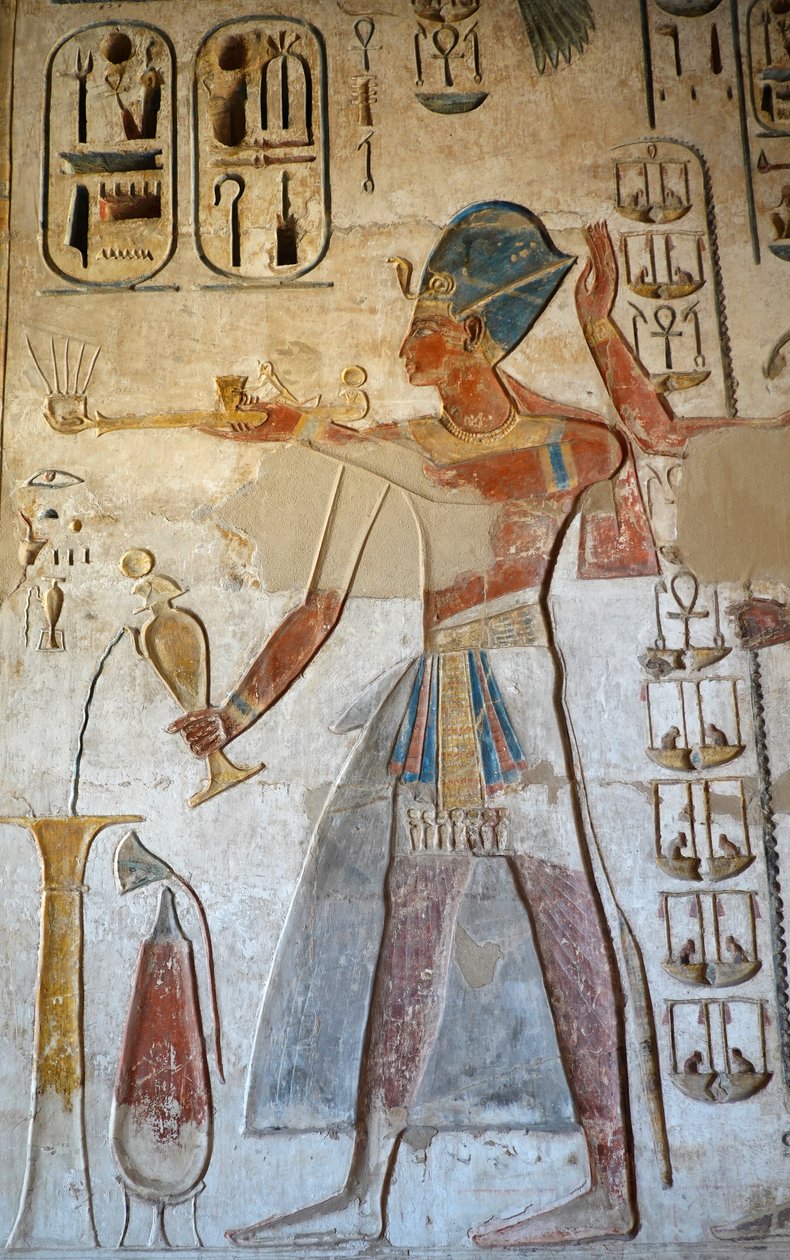 Faraó, Templo de Hórus, Edfu (fresco) de Egyptian Egyptian