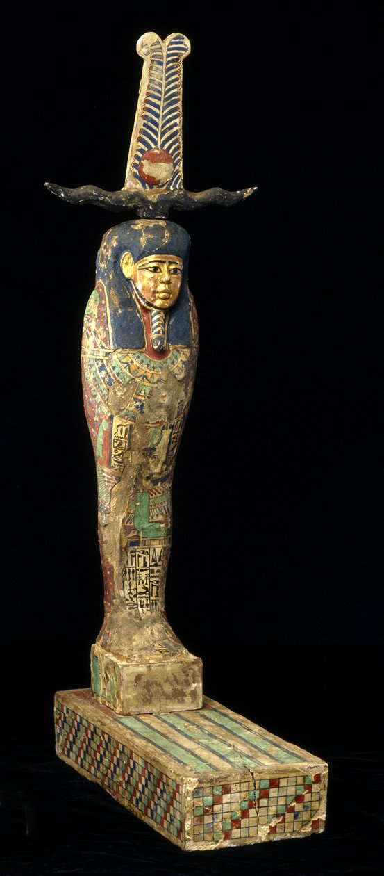 Estátua do companheiro, 332-30 AC (madeira, policromada e ouro) de Egyptian Ptolemaic Period