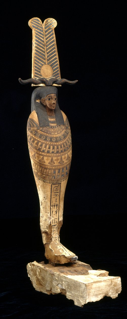 Figura de Ptah-Sokar-Osiris, 332-30 aC (madeira, policromada e ouro) de Egyptian Ptolemaic Period