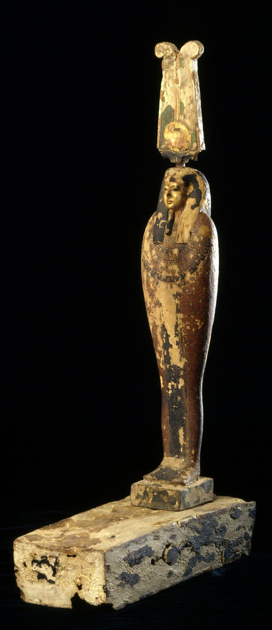 Figura de Ptah-Sokar-Osiris, 332-30 aC (madeira, policromada e ouro) de Egyptian Ptolemaic Period