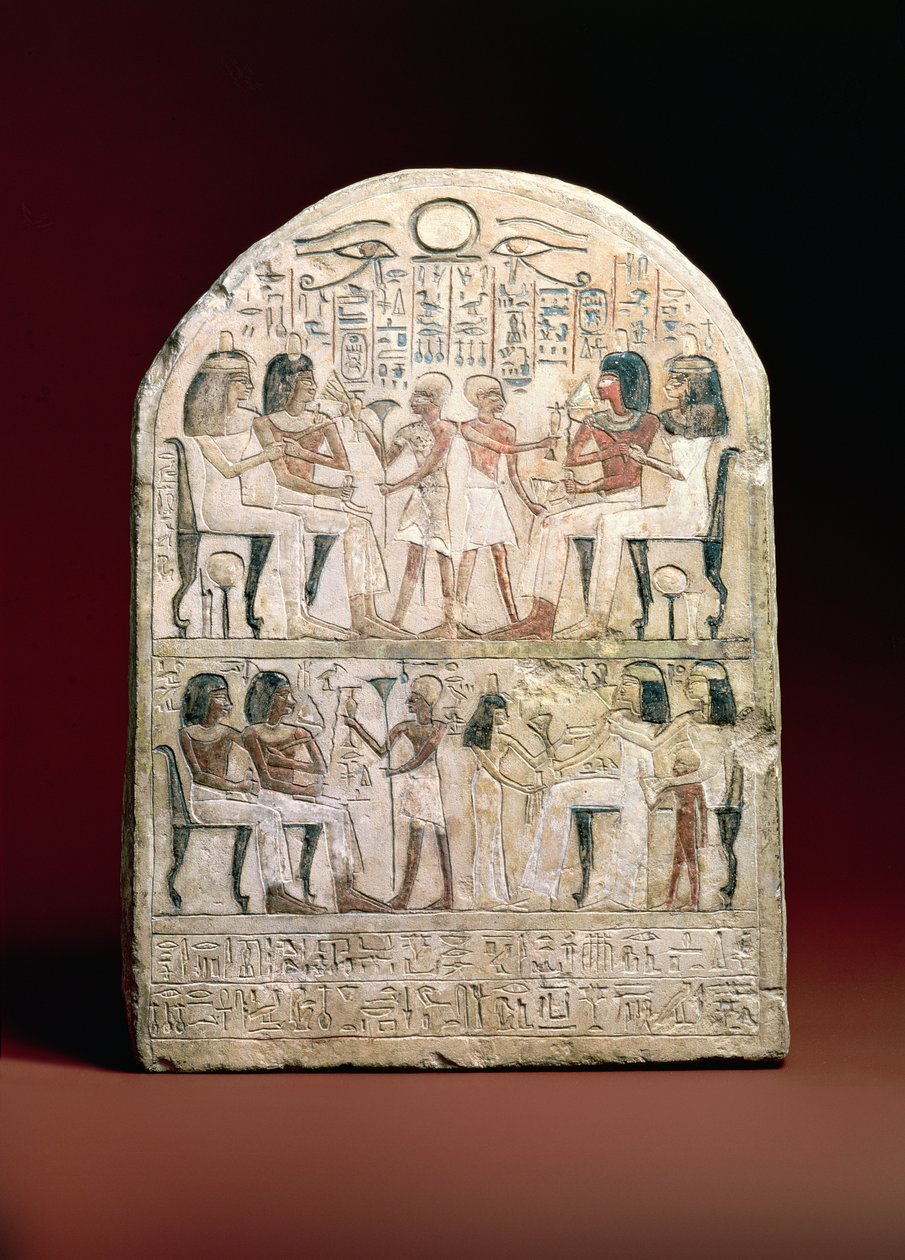 Estela funerária, 156 aC (calcário pintado) de Egyptian Ptolemaic Period