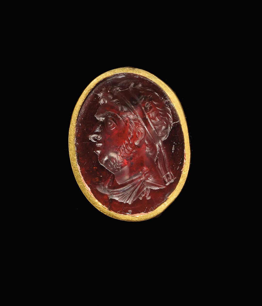 Anel helenístico de entalhe com retrato real de uma régua ptolomaica, provavelmente Ptolomeu IX, Soter II, final do 2º ao início do século 1 aC de Egyptian Ptolemaic Period