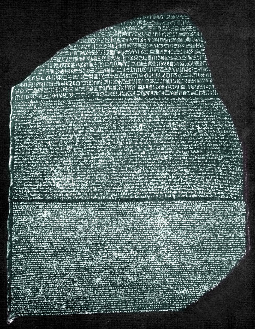 A Pedra de Roseta (granodiorito) de Egyptian Ptolemaic Period
