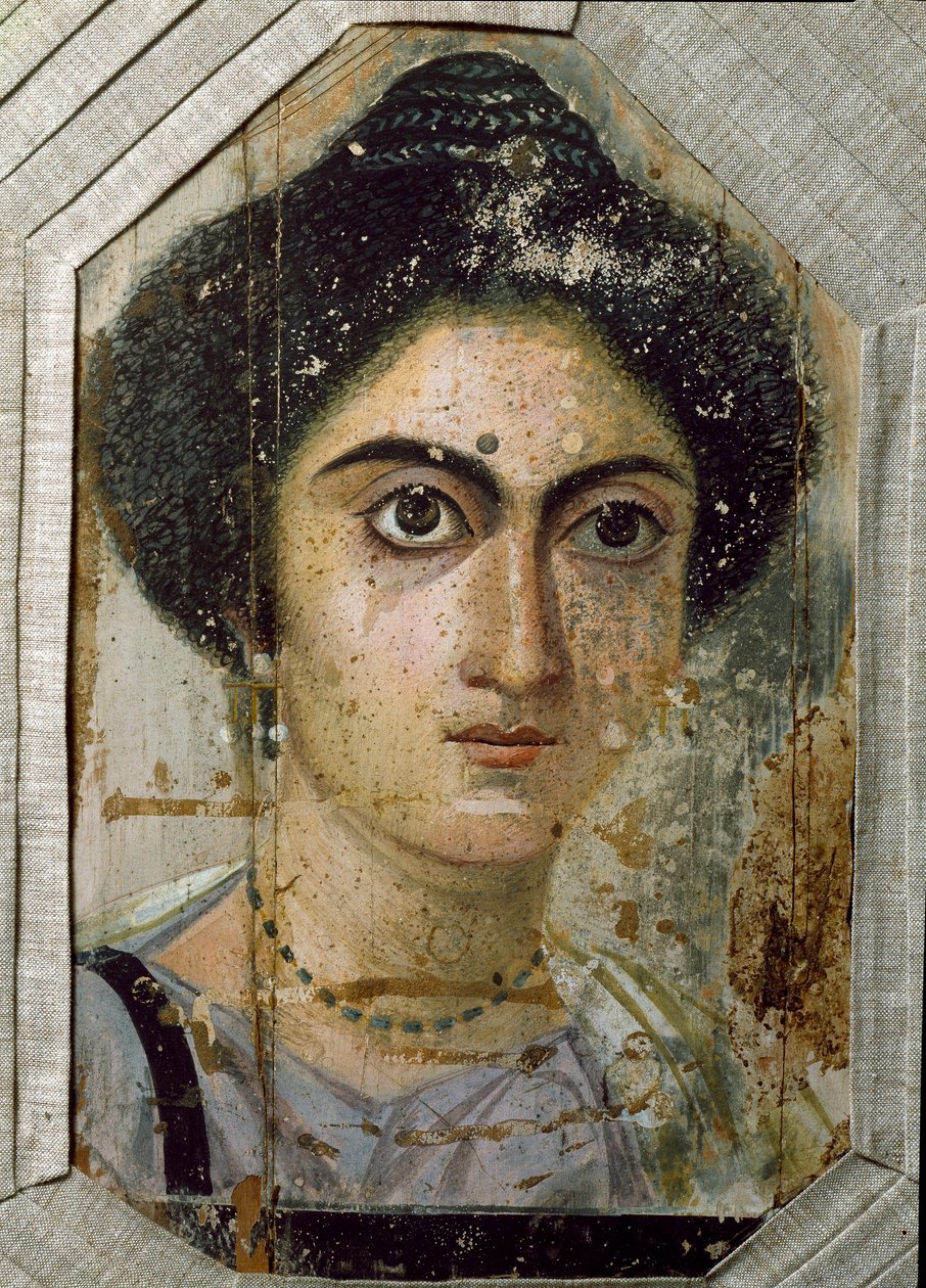 Antiquito egípcio: retrato fúnebre de uma mulher. Pintura em madeira. Fim do século II. De Fayum (Fayum) no Egito. Florença, museo archeologico. de Egyptian School
