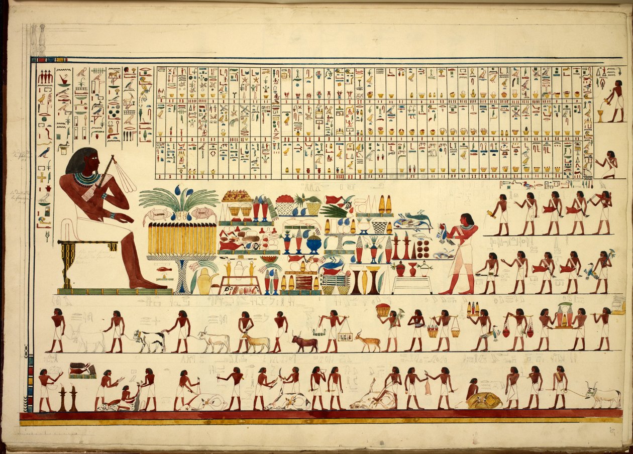 Hieróglifos egípcios, de Views, etc., de Sheikh-Hassan a Beni-Hassan, Atlas Folio (papel) de Egyptian School