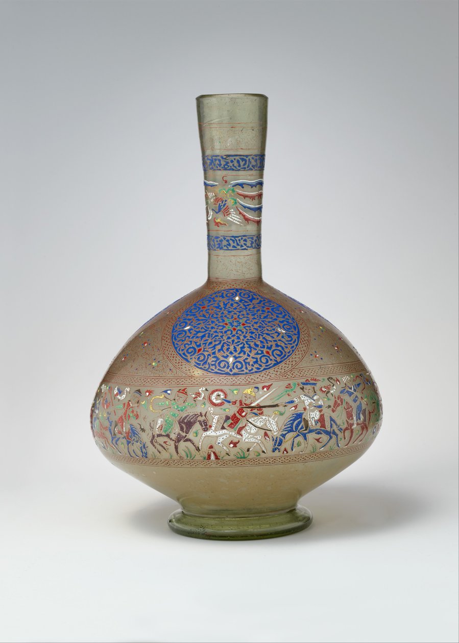 Esmaltado e Gilded Bottle, c.1270-99 (vidro) de Egyptian School